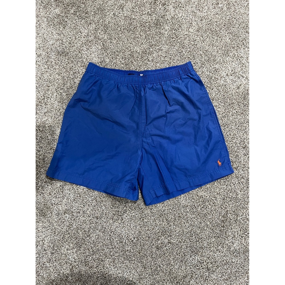 Polo Sport Ralph Lauren Mens Blue Swim Trunks Shorts Orange Pony XL Vintage